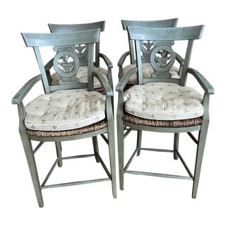 1990s William Switzer Country French Center Island Stools - Set of 4 For Sale