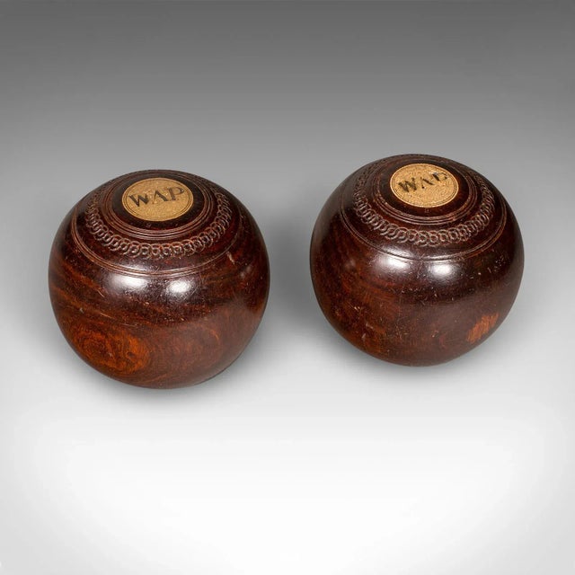 Antique Lawn Bowls Set, English, Woods, Ceramic Jacks, Garden Game, Edwardian For Sale - Image 6 of 12