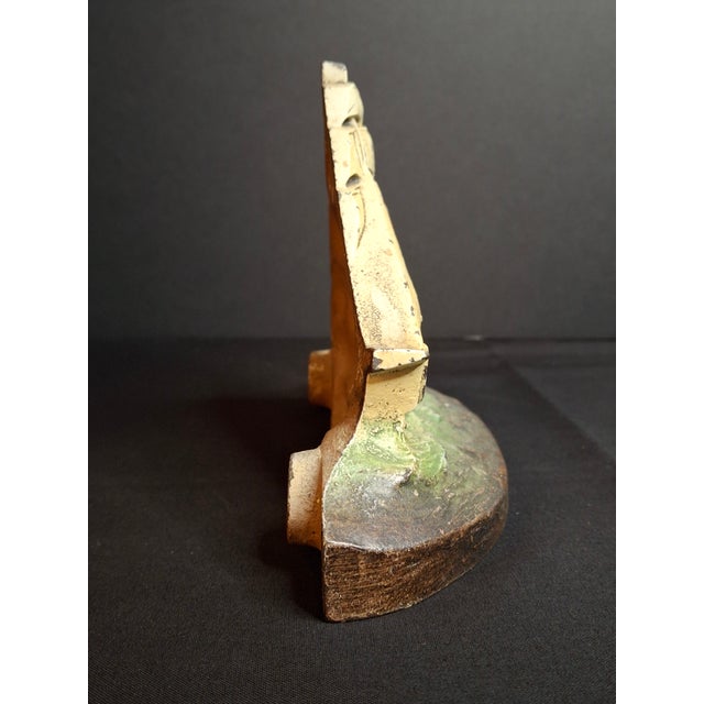 Antique Judd Co Cjo 1286 Cast Iron Sailing Ship Doorstop American Flag Painted For Sale - Image 4 of 12
