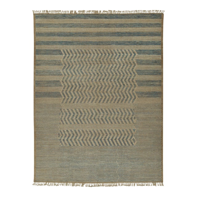 Rug & Kilim’s Modern Rug with Beige-brown Geometric Patterns - 13x19 For Sale
