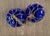 Glass Vintage Pair of Rare 8" Cobalt Blue Hand-Blown Glass Fishing Floats · Original Jute Net For Sale - Image 7 of 7