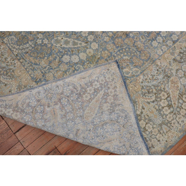 Fancy Light Blue Antique Persian Kerman Room Size Rug For Sale - Image 12 of 18
