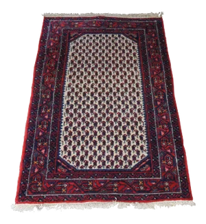 Vintage Mid Century Hand Knotted Senneh Wool Area Rug