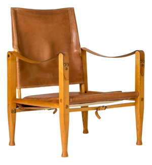 Vintage Safari Lounge Chair in Cognac Leather by Kaare Klint for Rud Rasmussen, 1960s