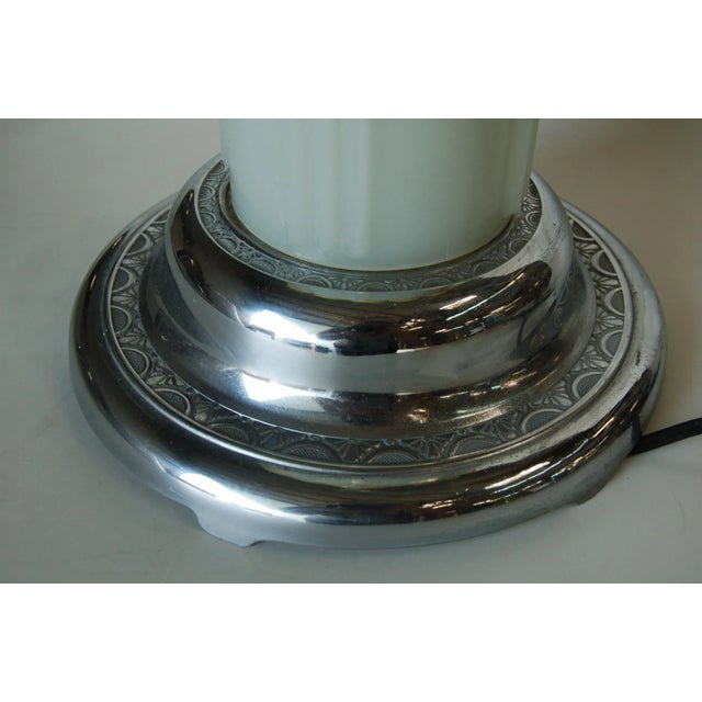 Metal Art Deco Agate Glass and Chrome Lightup Illuminating Side Table For Sale - Image 7 of 11