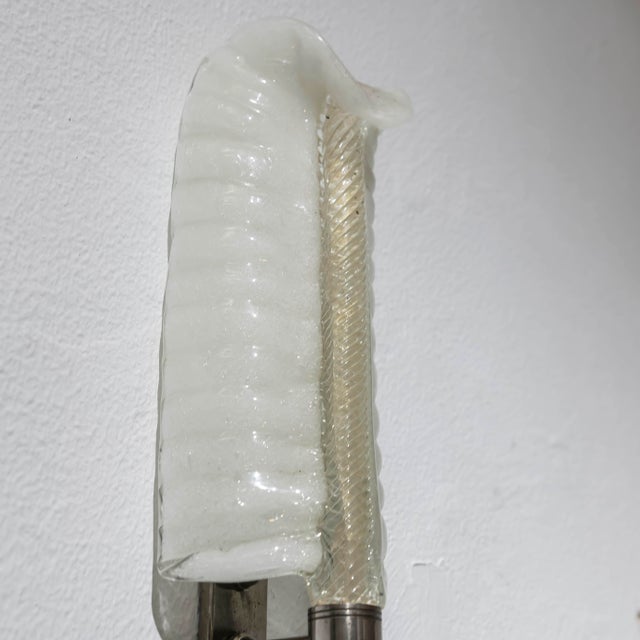 Mid-Century Modern Murano Glass Leaf Wall Light attributed to André Arbus for Barovier & Toso, 1950s For Sale - Image 3 of 13