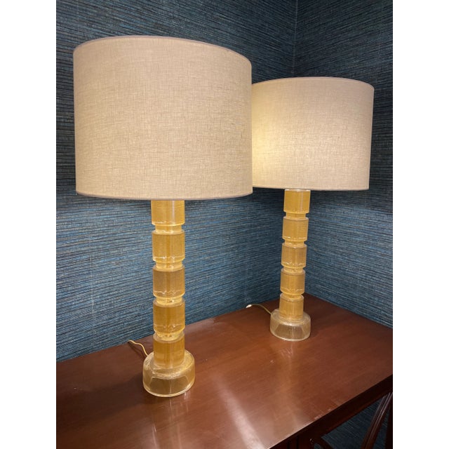 Contemporary Nancy Corzine Murano Cylinder Lamps - a Pair For Sale - Image 11 of 11