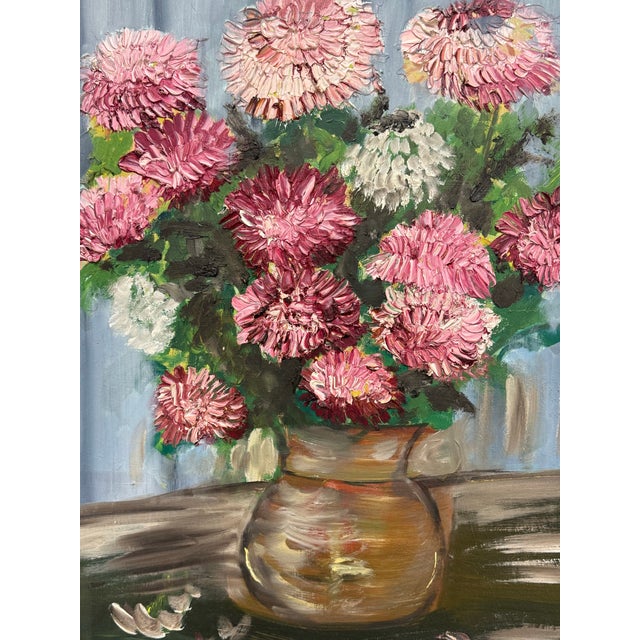 Late 20th Century Late 20th Century Floral Oil on Canvas by Unknown Artist, Vintage For Sale - Image 5 of 12