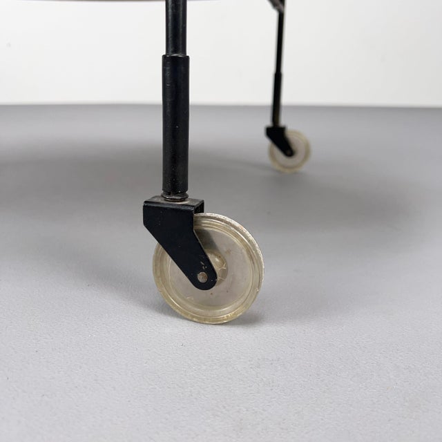 1950s Oval Bar Trolley with Teak Top and Rattan Handle, 1950s For Sale - Image 5 of 11