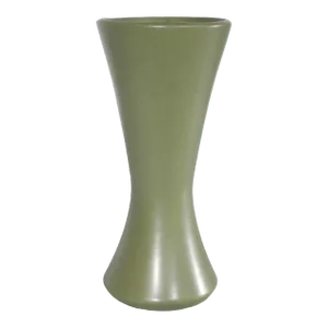 Mid Century Ceramic Pottery Flower Vase by McCoy Floraline in Green Matte Finish Glaze