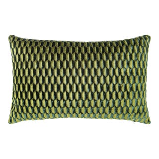 Scalamandre 14" x 22" Allegra Velvet Lumbar Pillow in Emerald For Sale