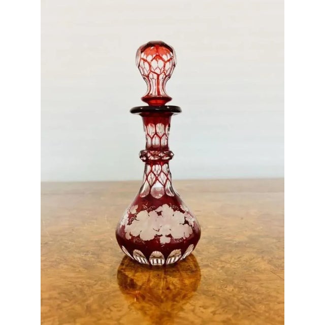 Antique Victorian Glass Perfume Bottle and Stopper, 1860 For Sale - Image 3 of 4