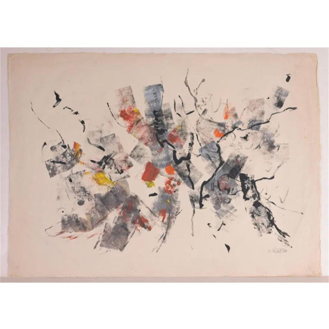 John Von Wicht, Large Abstract Expressionist Oil Painting on Rice Paper Modernist John Von Wicht, c.1960's For Sale - Image 10 of 15