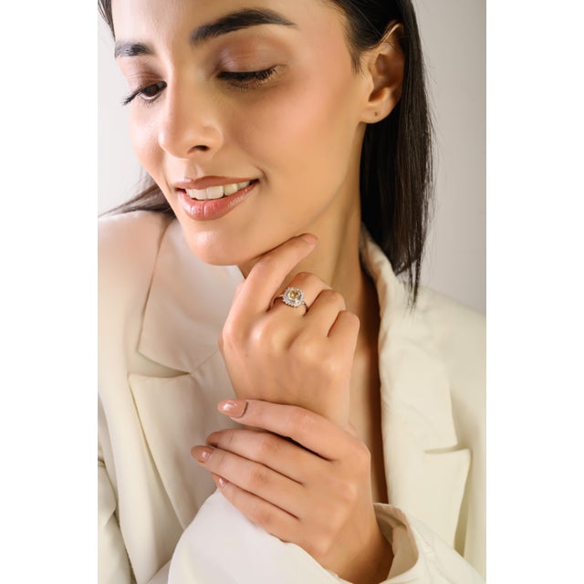 Yellow 14k White Gold Yellow Sapphire & Diamond Art Deco Ring Size 5 For Sale - Image 8 of 14