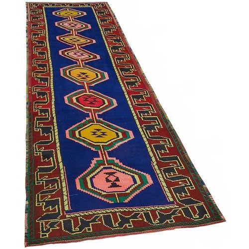 Textile Multicolor Bohemian Runner Rug For Sale - Image 7 of 7