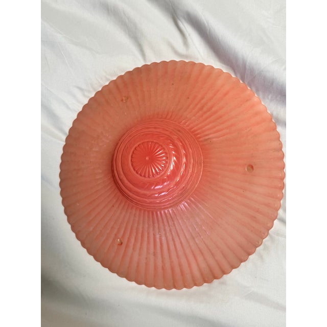 Vintage Art Deco Salmon Ribbed Pink Glass, Shade Lamp Fixture For Sale In Los Angeles - Image 6 of 10
