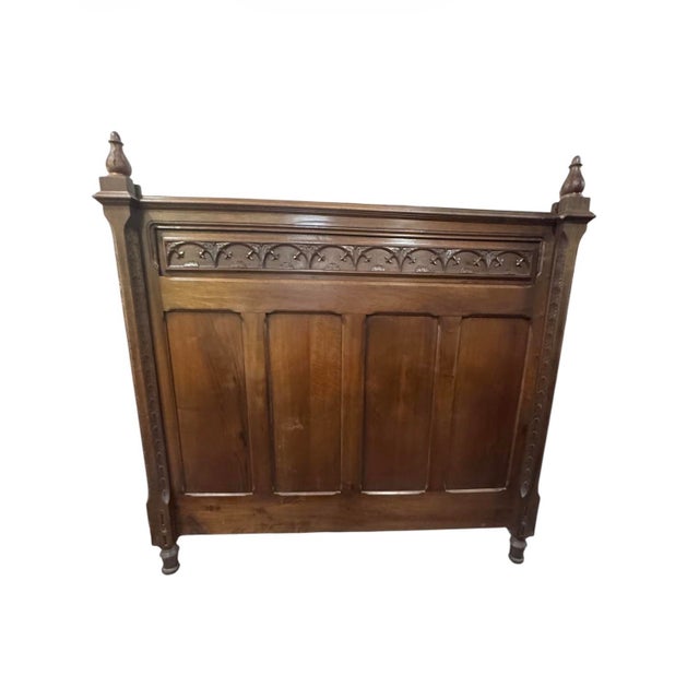 Antique Gothic Revival Carved Walnut Full/Double Bed, Circa 1890 For Sale - Image 4 of 7