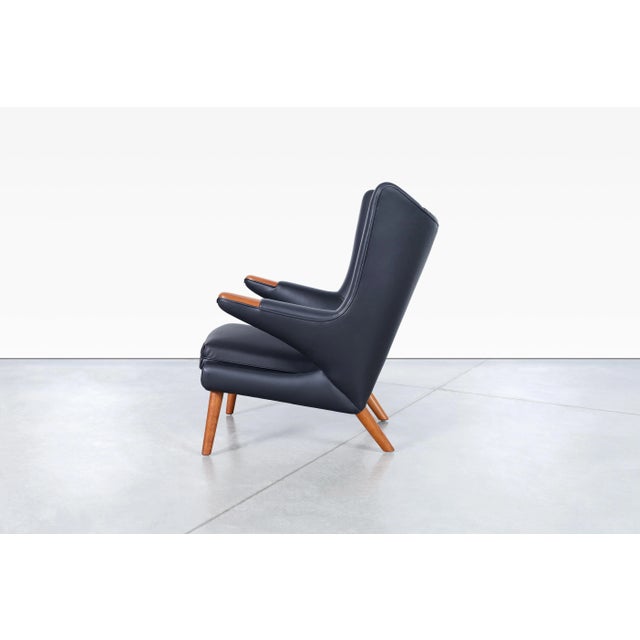 A.P. Stolen Danish Modern Leather "Papa Bear" Chair by Hans J. Wegner for a.p. Stolen, 1950s For Sale - Image 4 of 13