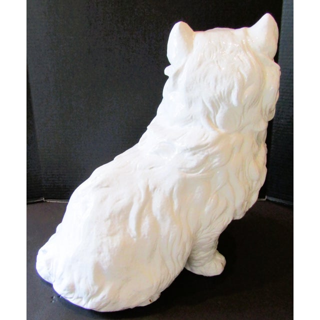 Ceramic Vintage Italian Terra-Cotta Two Piece Sculpture Persian White Cat on a Pillow Circa 1960s For Sale - Image 7 of 16