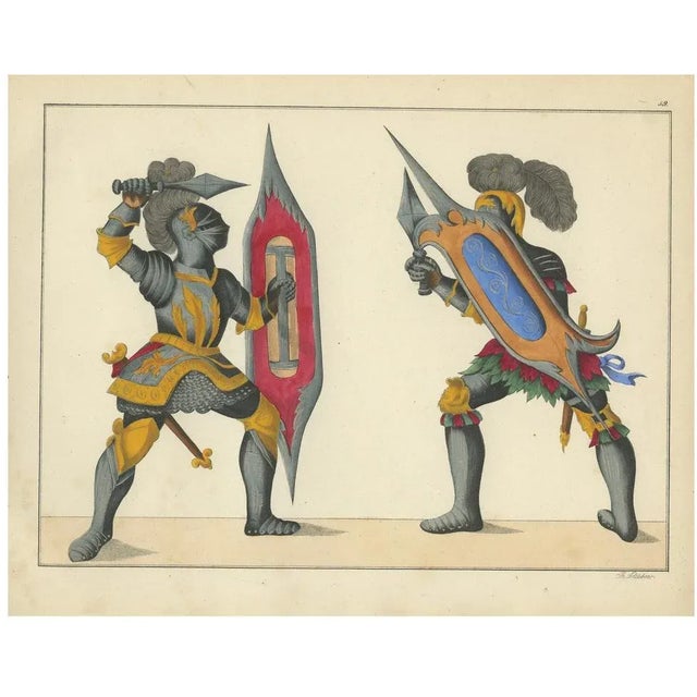 Paper Duel with Ornate Shields and Daggers, 1842, Lithograph For Sale - Image 7 of 7