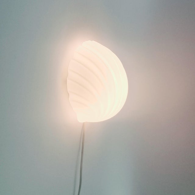 1970s Vintage Shell-Shaped Opaline Glass Wall Lamps, Limburg, 1970s, Set of 2 For Sale - Image 5 of 11