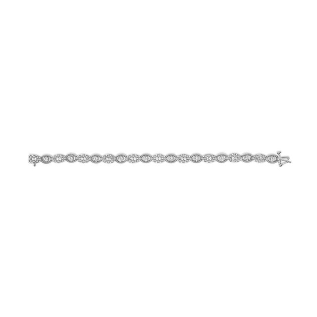 Haus of Brilliance 10K White Gold 2.0 Cttw Diamond Milgrain Cluster Link Bracelet For Sale - Image 4 of 4