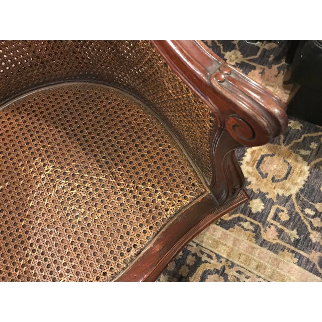 Late 19th Century Antique French Art Nouveau Caned Barrel Chair With Brass Casters For Sale - Image 5 of 10