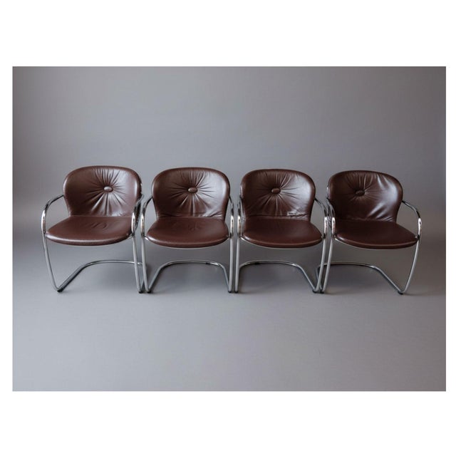 Forest Green Dining Set in Chrome and Glass by Gastone Rinaldi for Rima, 1970s, Set of 5 For Sale - Image 8 of 10