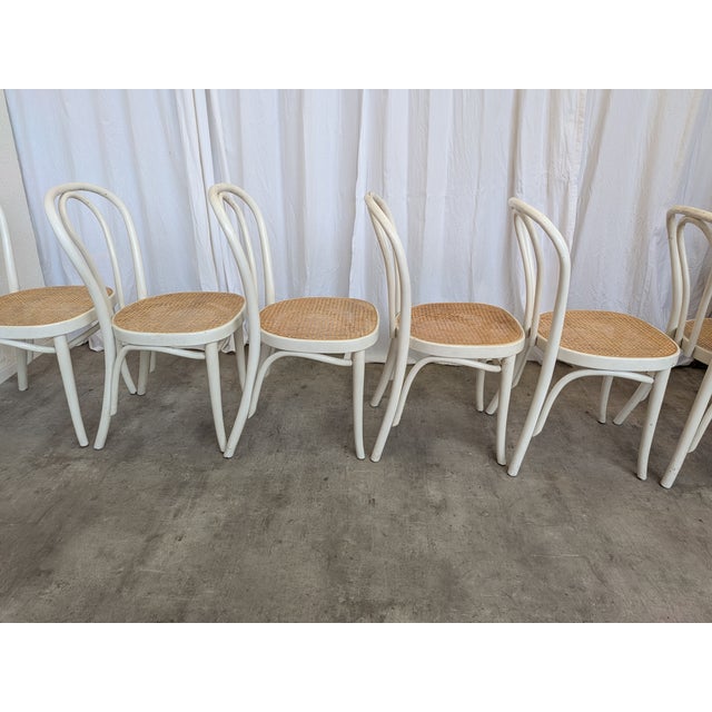 Vintage Dining Chairs in White Wood with Cane Seats, 1970s, Set of 6 For Sale - Image 17 of 18