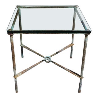 Brutalist Hand Hammered Steel Side Table For Sale