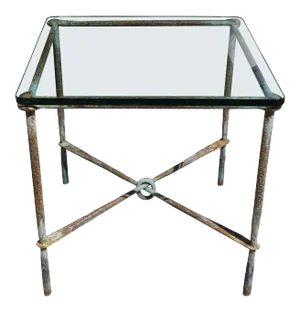 Brutalist Hand Hammered Steel Side Table