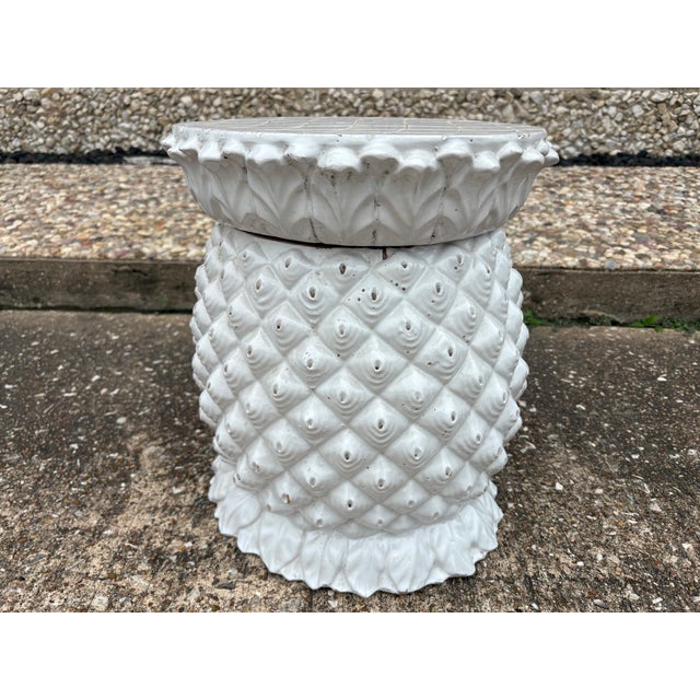 1970s Italian Glazed Terracotta Pineapple Garden Seat or Table For Sale - Image 4 of 12