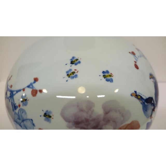 Ceramic Artisan Indigo Painted Porcelain Vase For Sale - Image 7 of 10