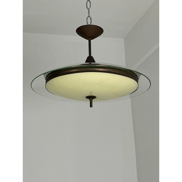 Gold Vintage Murano Glass Pendant in the style of Fontana Arte, 1950s For Sale - Image 8 of 12