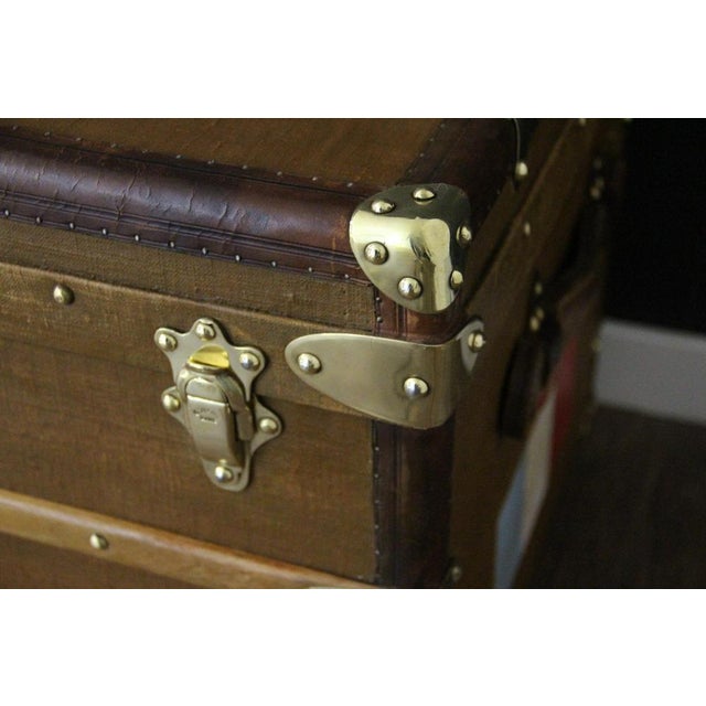 Textile Vintage Trunk in Brown Canvas from Goyard, 1920s For Sale - Image 7 of 18