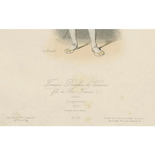 Antique French Costume Print of François Dauphin de Viennois, Renaissance Attire, 19th Century : This impressive antique...