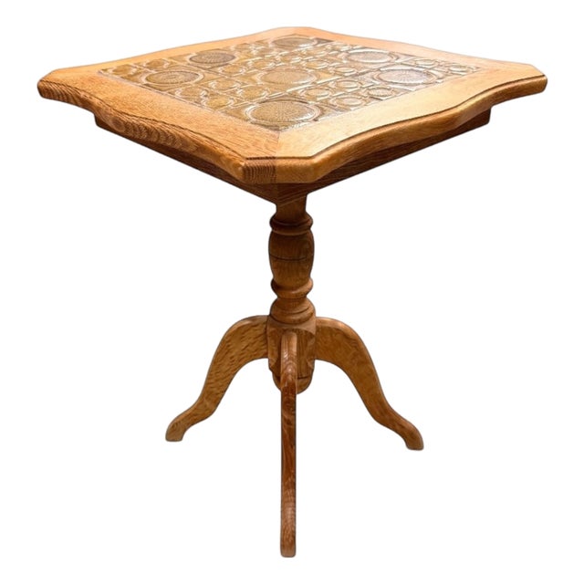 Danish Oak Side Table with Ceramic Tile Top, Denmark, 1970s For Sale