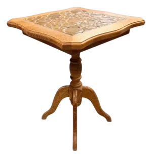 Danish Oak Side Table with Ceramic Tile Top, Denmark, 1970s