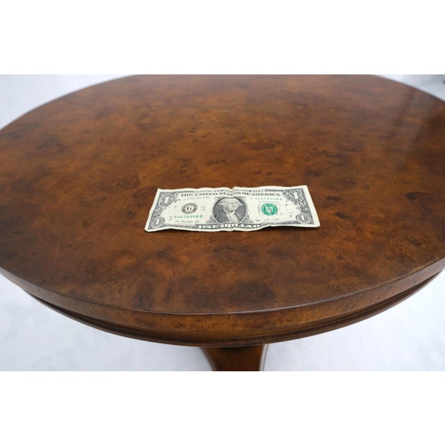 Wood Round Burl Gold Arrows Decorated Base Tripod Base Gueridon Center Table Stand For Sale - Image 7 of 13