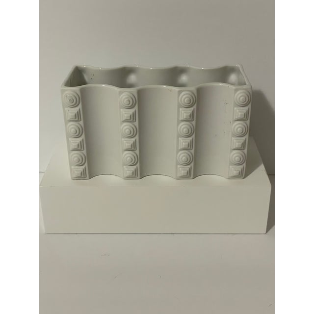 1960s Mid-Century Modern Geometric Horizontal Bisque Porcelain Vase Heinrich Selb, Bavaria Germany For Sale - Image 10 of 10
