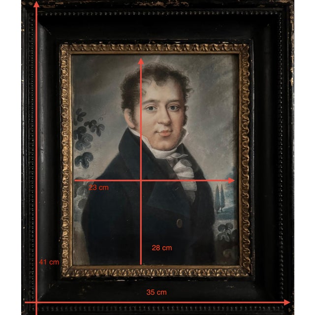Portraits, 1820-1830, Pastel Drawings, Framed, Set of 2 For Sale - Image 4 of 8