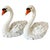 A graceful and whimsical pair of white distressed swan sculptures. Made from layered, die-cut sheet metal, each swan...