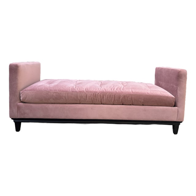 Custom Blush Pink Velvet Upholstered Daybed For Sale