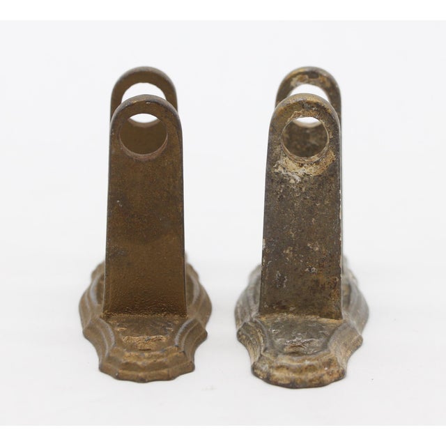 Victorian Pair of Black Cast Iron Victorian Swing Arm Curtain Rod Brackets For Sale - Image 3 of 5