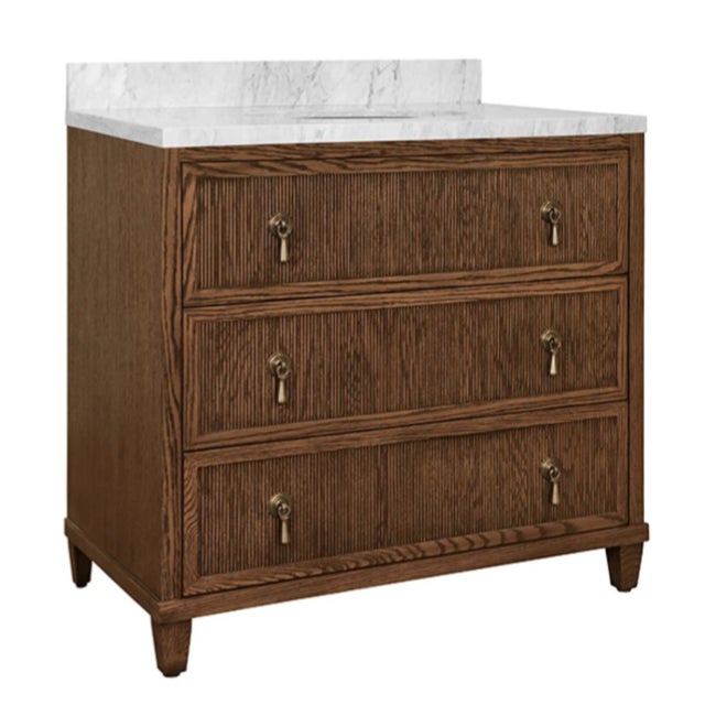 Brand new special order item. Not vintage. Sophisticated bathroom elegance meets practical design with this Enzo single...