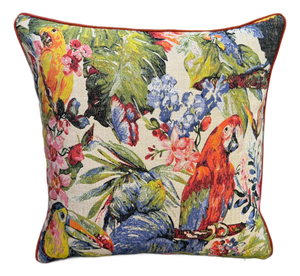 Scarlet Macaw Toucan Woven Cushion Cover