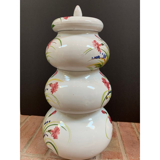 White Italian Ceramic Hand Painted Terra-Cotta Stacking Jars - Set of 4 For Sale - Image 8 of 11