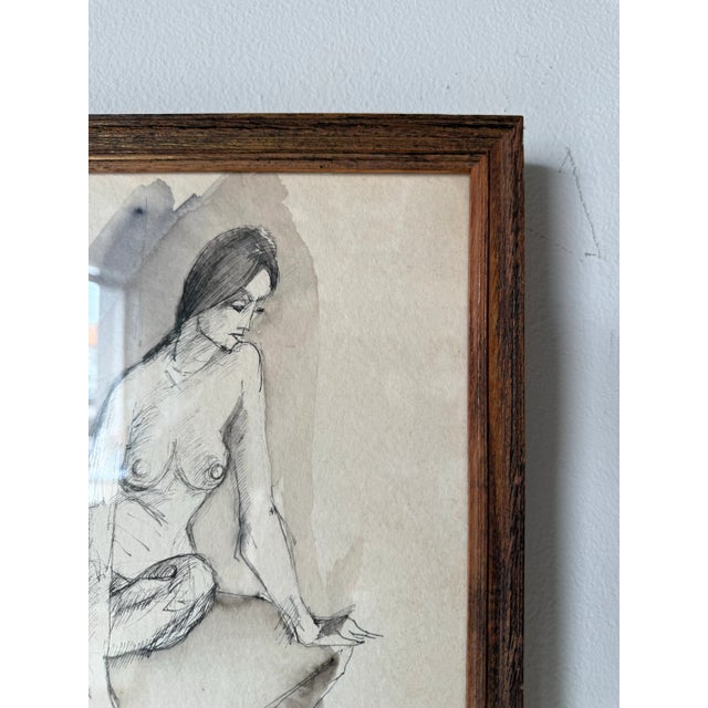 Black Marcel Julien Baron (France, 1872-1956) Sitting Nude Woman, Ink Drawing, Framed For Sale - Image 8 of 10