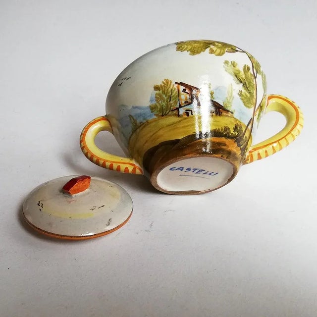 Mid-Century Italian Ceramic Lidded Bowl from Castelli For Sale - Image 3 of 6