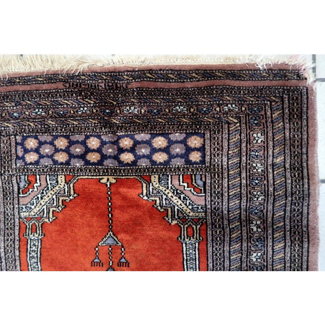 1970s, Handmade Vintage Pakistani Lahore Prayer Rug 2.7' X 3.8' For Sale - Image 9 of 13
